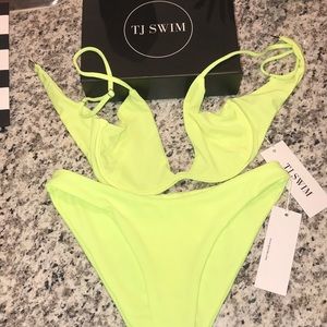 Tj swim neon yellow two piece,just the top was $70